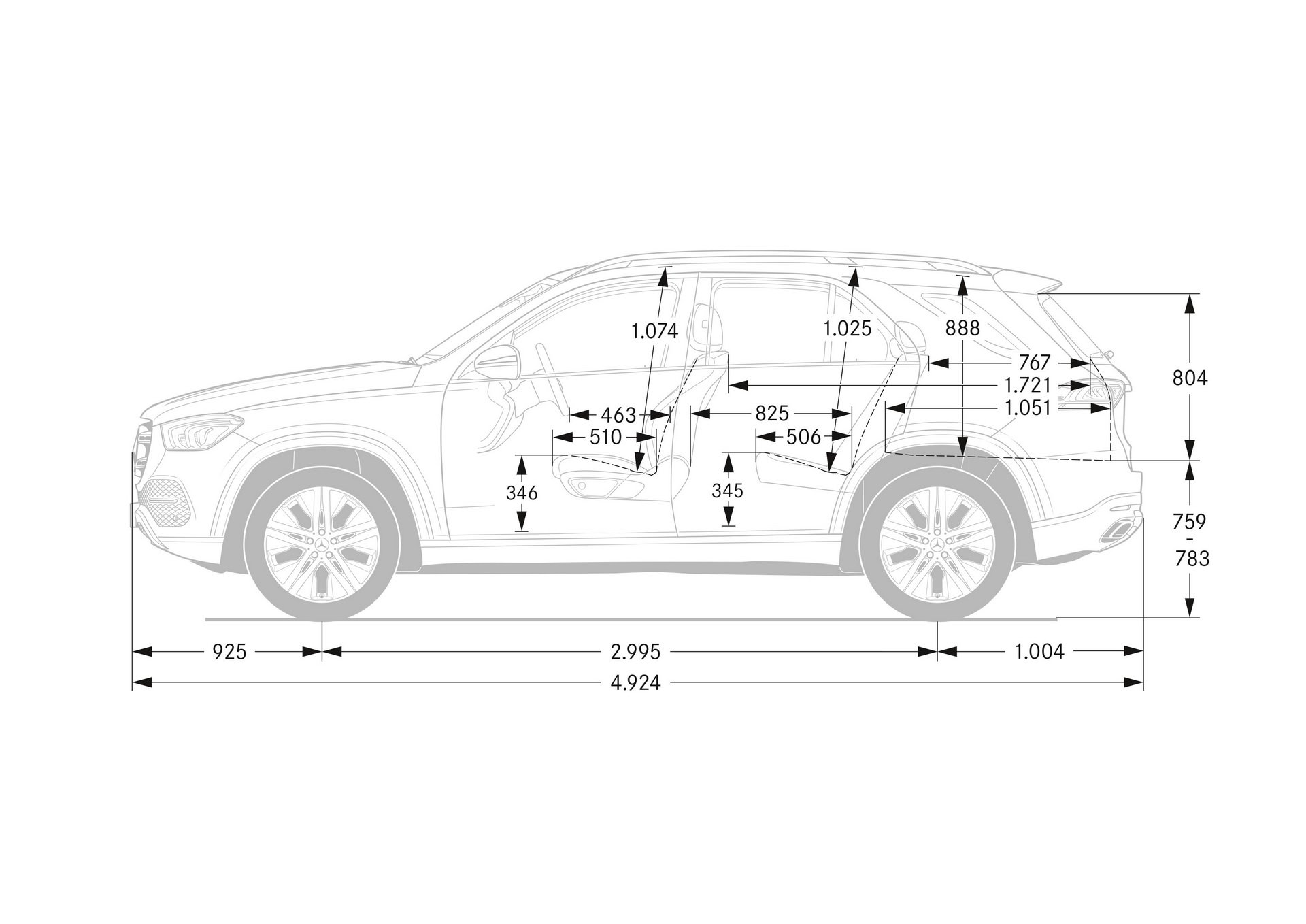 Dimensioni Mercedes GLE 2019