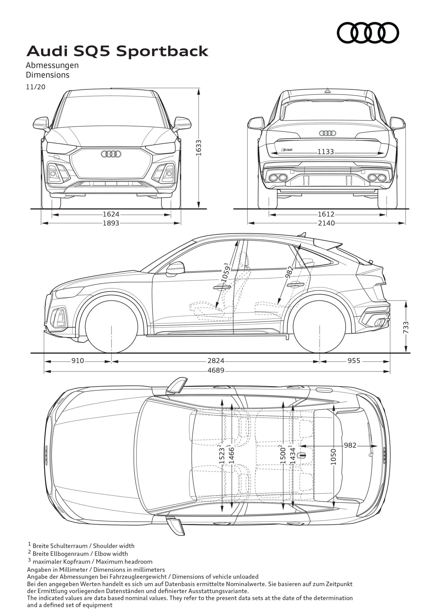 Dimensioni nuova Audi SQ5 Sportback 2021