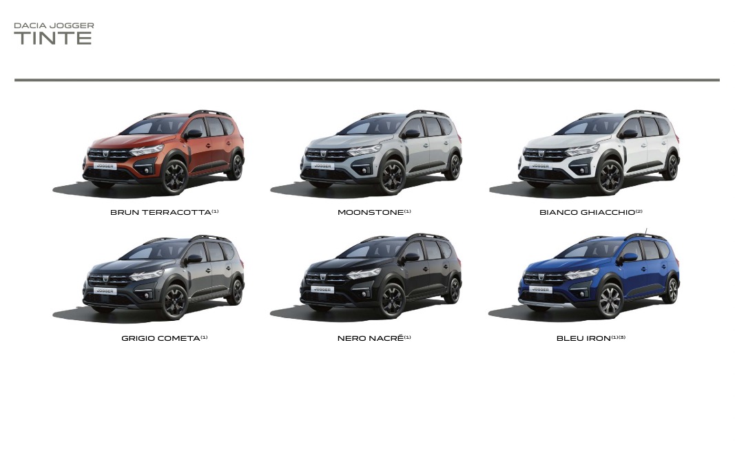 Colori nuova DACIA JOGGER 2022
