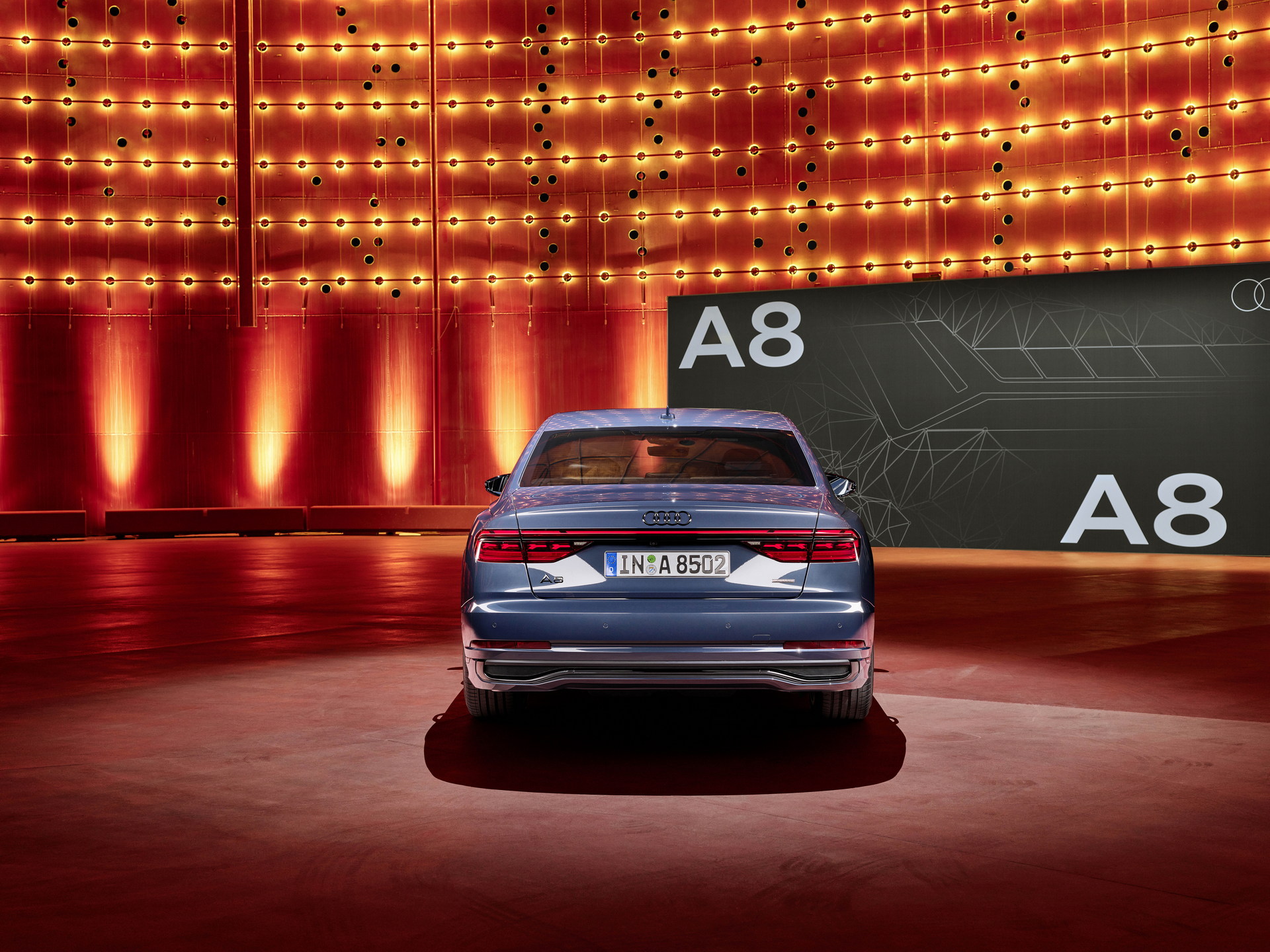 Immagine posteriore nuova Audi A8 2022