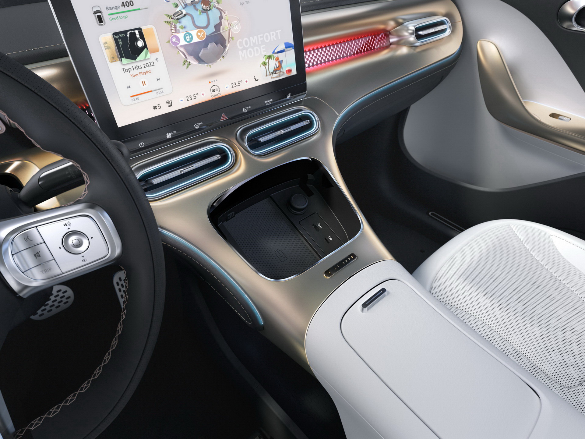 Dettagli interni nuova Smart 1 2023 elettrica